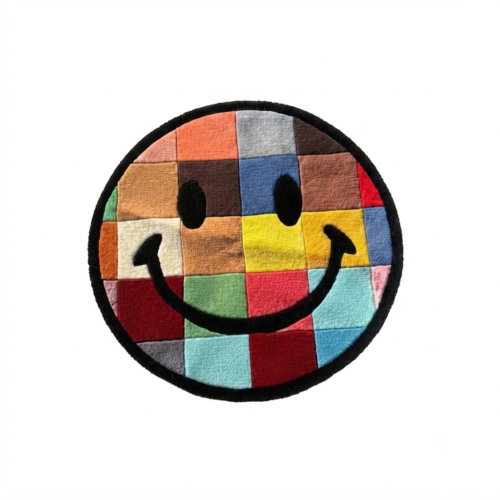 Patch Work Smiley Face Rug